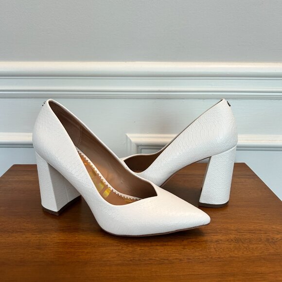 Circus by Sam Edelman Marlee Block-Heel Pumps | White Crocodile | Size 7 - Picture 2 of 5